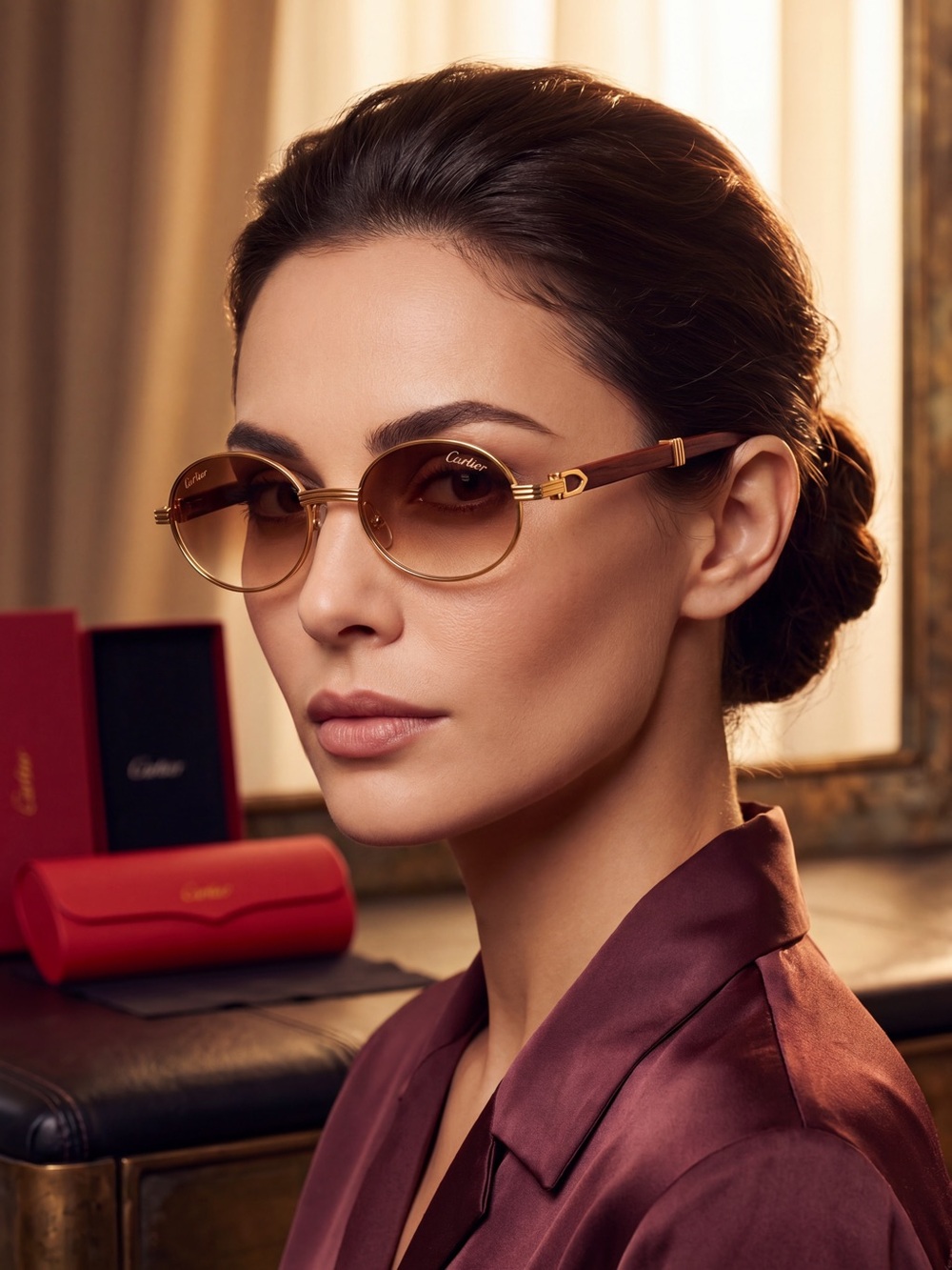 Cartier Gold Frame Sunglasses with Brown Lenses